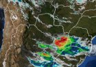 Atualizado: Foto do satélite mostra sistema frontal no Oeste do Paraná  com previsão de  tempestades na região