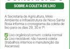 Nova Santa Rosa divulga cronograma da coleta de lixo para o feriado