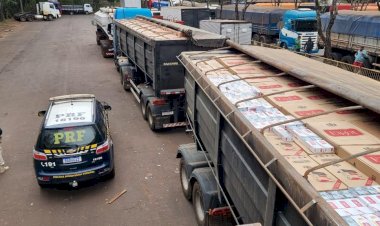 PRF apreende 600 mil maços de cigarros na BR-163, em Marechal Cândido Rondon (PR)