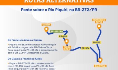 Ponte sobre o Rio Piquiri na Br 272 segue interditada