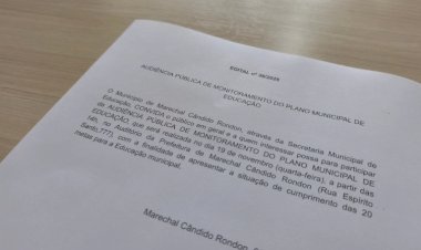 Audiência pública vai apresentar monitoramento do Plano Municipal de Educação em Marechal Rondon