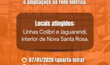 Copel anuncia desligamento programado de energia em Nova Santa Rosa