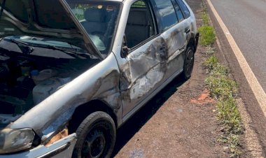 Colisão lateral entre carro e caminhão deixa motorista ferido na PRC-272, em Francisco Alves