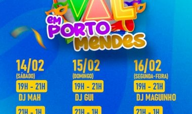 Porto Mendes  terá programação musical especial durante o feriadão de carnaval
