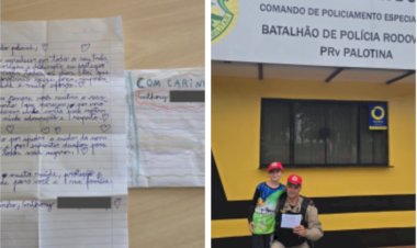 Fã mirim visita posto da Polícia Rodoviária em Palotina