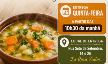 Cardápio Sopa para as Famílias: iniciativa da vereadora Salete distribui refeições gratuitas nesta quinta-feira
