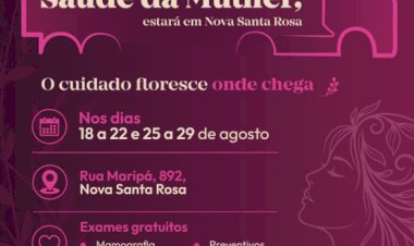 Rua Maripá em Nova Santa Rosa será interditada no domingo (16) para chegada da Carreta Saúde da Mulher