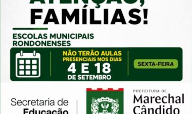 Escolas municipais de Marechal Cândido Rondon suspendem aulas presenciais em 4 e 18 de setembro para os Jogos Bom de Bola