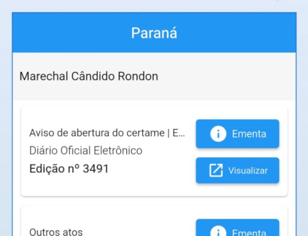 Diário Oficial de Marechal Cândido Rondon também pode ser acessado por aplicativo