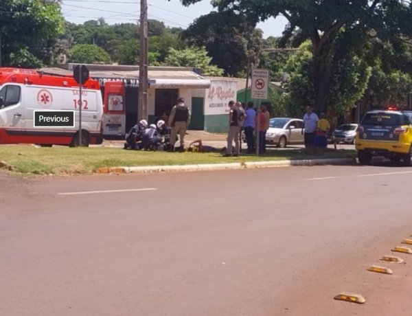Colisão entre carro e moto deixa dois feridos em Guaíra