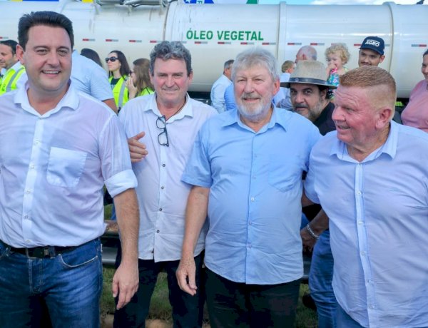 Prefeito Lari, Vice Roque e Secretário Max  se encontram com governador na  inauguração do Contorno em Palotina