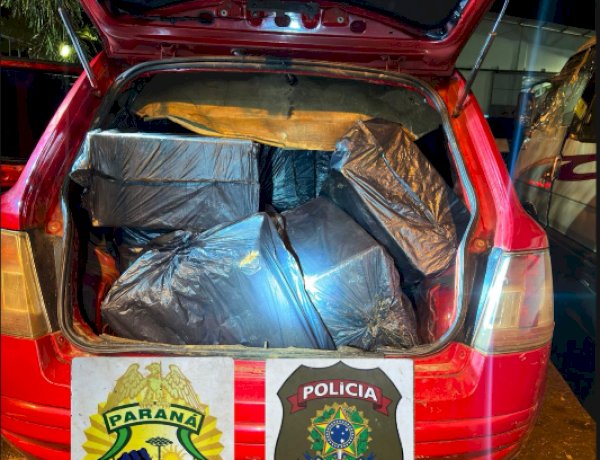 BPFRON e Polícia Federal apreendem carro com mil pacotes de cigarros contrabandeados em Foz do Iguaçu