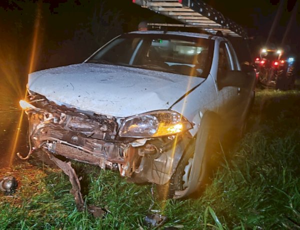 Árvore cai sobre carro durante temporal na PR-589 em Nova Santa Rosa
