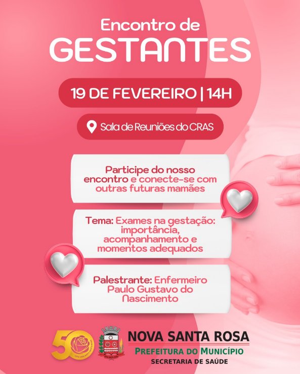 Encontro de Gestantes será realizado nesta quarta-feira (19) em Nova Santa Rosa