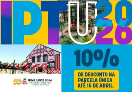 IPTU 2026 já está disponível para emissão online em Nova Santa Rosa