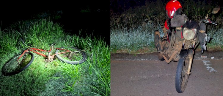Acidente envolvendo moto, bicicleta e carro deixa dois feridos na PR-182