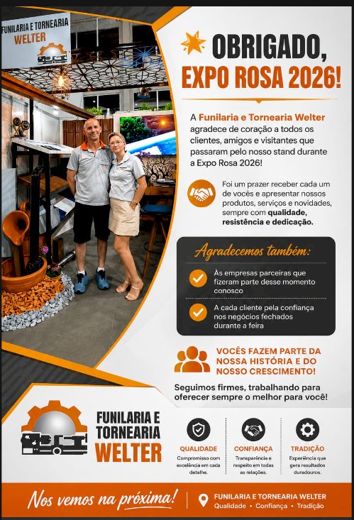 Confira quem são os sorteados  da Funilaria e Tornearia Welter que visitaram sei estande na Expo Rosa 2026