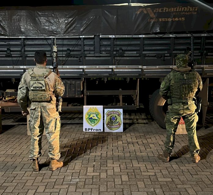 BPFRON e Polícia Federal apreendem caminhão com 20 mil pacotes de cigarros contrabandeados em Mercedes