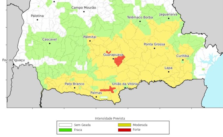 Paraná pode registrar geada forte nesta segunda-feira com avanço de massa de ar polar