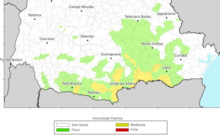 Terça-feira será de frio intenso e possibilidade de geada em várias regiões do Paraná