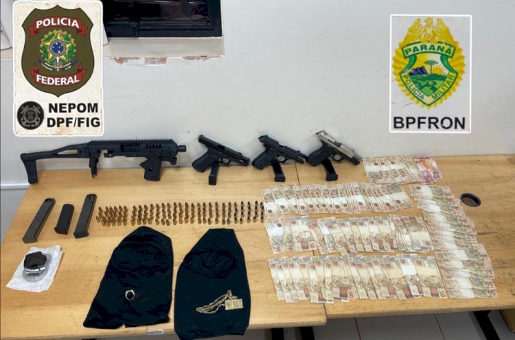 BPFRON detém cinco pessoas e apreende armas, munições, droga e dinheiro no Jardim Jupira, em Foz do Iguaçu