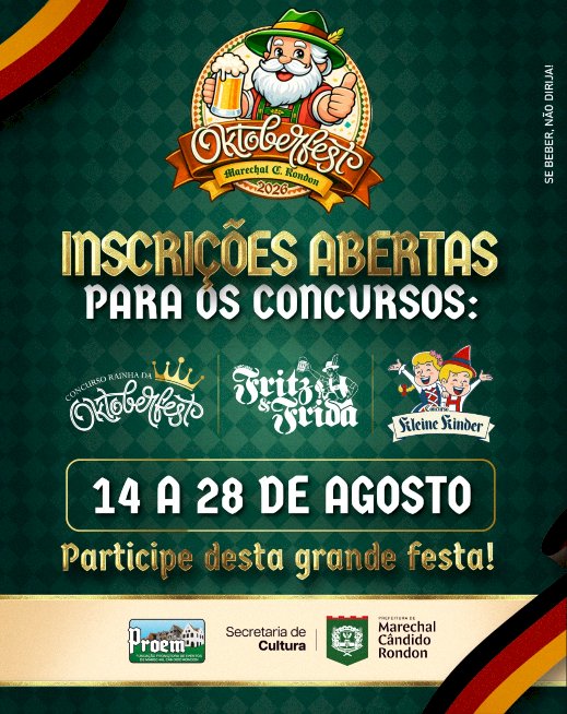 Abertas as inscrições para os concursos da rainha da 36ª Oktoberfest, casal Fritz e Frida e casal Kleine Kinder