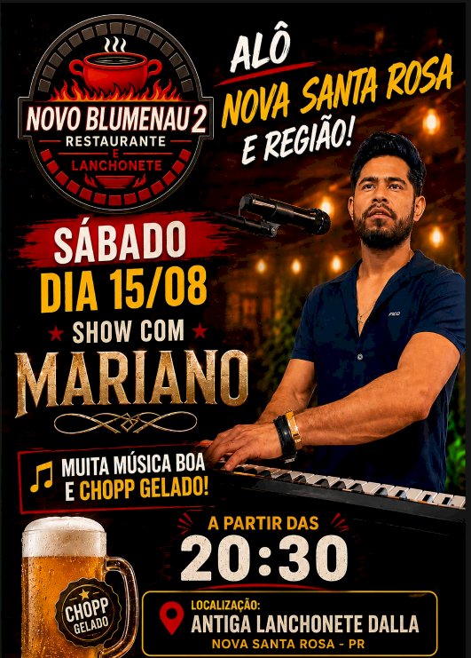 Sábado de pizza, música ao vivo e chopp geladíssimo em Nova Santa Rosa