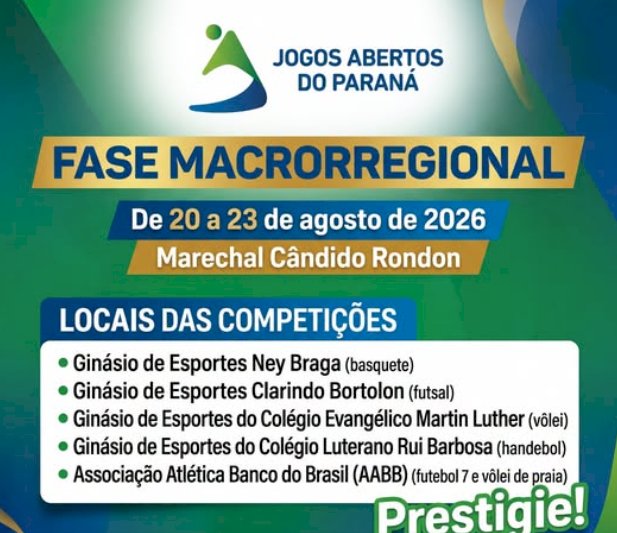 Marechal Cândido Rondon sedia fase macrorregional dos Jogos Abertos do Paraná