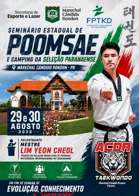 Seminário estadual de poomsae e camping reúne atletas de taekwondo neste fim de semana