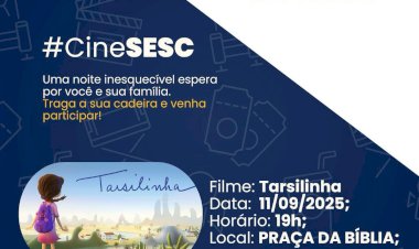 Cine Sesc traz cinema ao ar livre na quinta-feira (11), na Praça da Bíblia, em Nova Santa Rosa