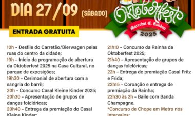Abertura oficial da Oktoberfest 2025 de Marechal Cândido Rondon acontece neste sábado