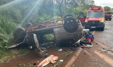 PRF complementa informações sobre capotamento de um veículo na BR-163  com 8 vítimas em Quatro Pontes