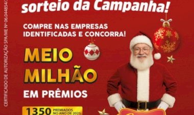 Primeiro sorteio da campanha Natal Premiado Acimacar acontece nesta terça-feira
