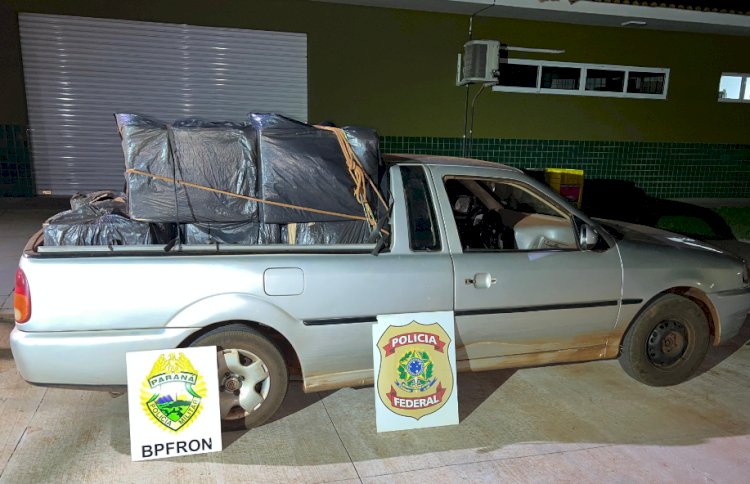 BPFRON e Polícia Federal apreendem veículo carregado com cigarros contrabandeados em Guaíra