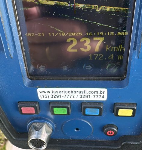 Irresponsabilidade e imprudência: PRF flagra motocicleta a 237 km/h na BR-369, em Cascavel