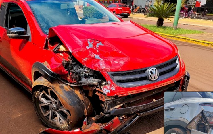 Colisão entre Creta e Saveiro Cross é registrada na Avenida Santo Cristo, em Nova Santa Rosa