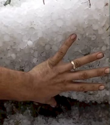 Tempestade de granizo  muda paisagem  s no Sul de Minas