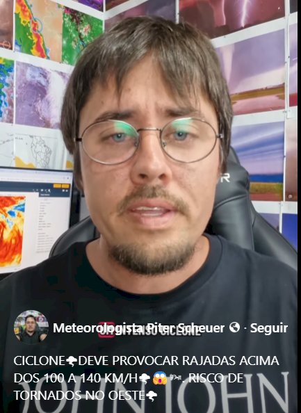 TORNADO: Meteorologista que alertou sobre o fenômeno  em Rio Bonito do Iguaçu volta   faz novo alerta para o Oeste da região sul