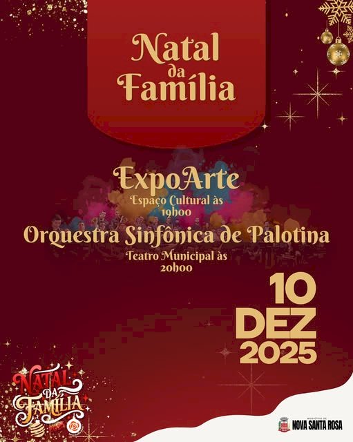 Natal da Família 2025 terá noite de arte e música com ExpoArte e Orquestra Sinfônica de Palotina