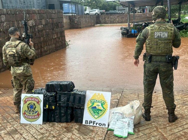 BPFRON e Polícia Federal apreendem drogas e agrotóxicos às margens do Rio Paraná, em Guaíra